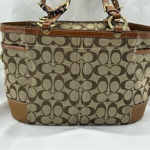 Vintage Coach Tan and Brown Signature Tote
